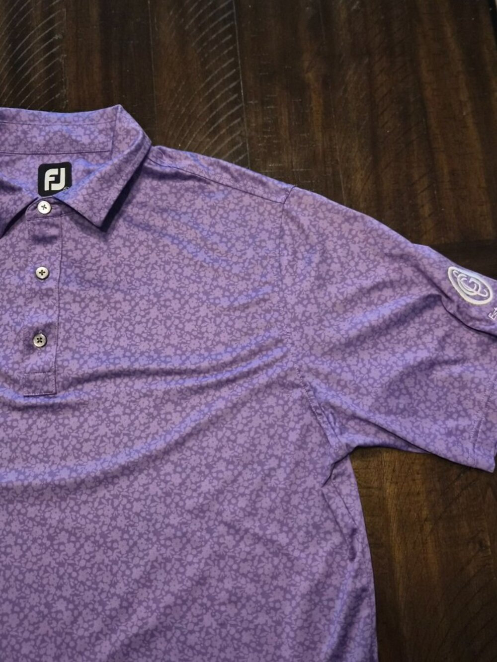 FootJoy Mens Purple Floral AOP Performance Golf Polo Shirt Size Large G918